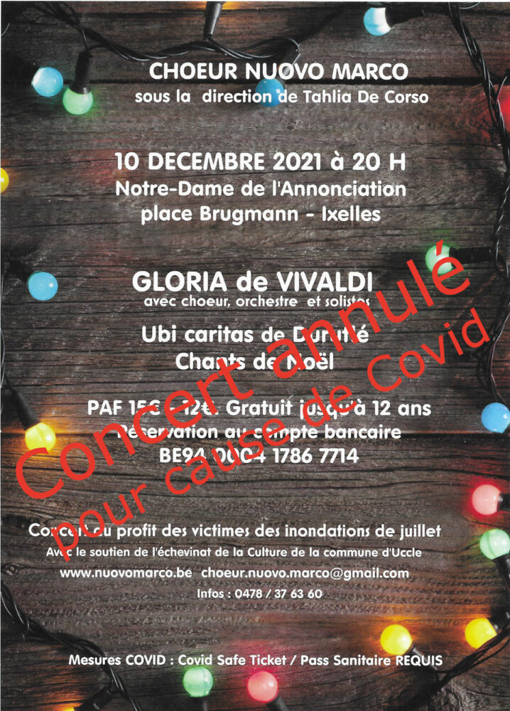 Affiche du concert du 10 décembre 2021 de Nuovo Marco
